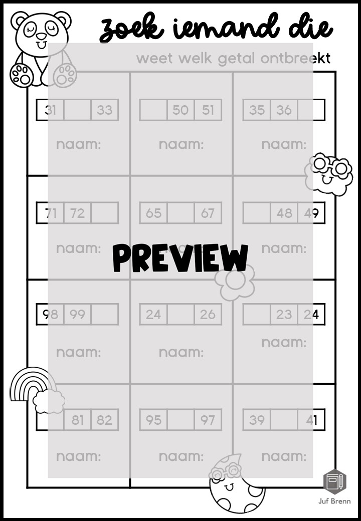 ZOEK IEMAND DIE WELK GETAL ONTBREEKT TELRIJ TOT 100 - Afbeelding 2