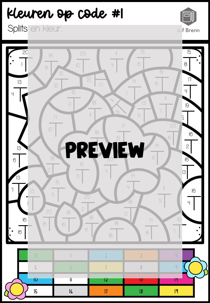 KLEUREN OP CODE LENTE SPLITSINGEN TOT 20 - Afbeelding 2
