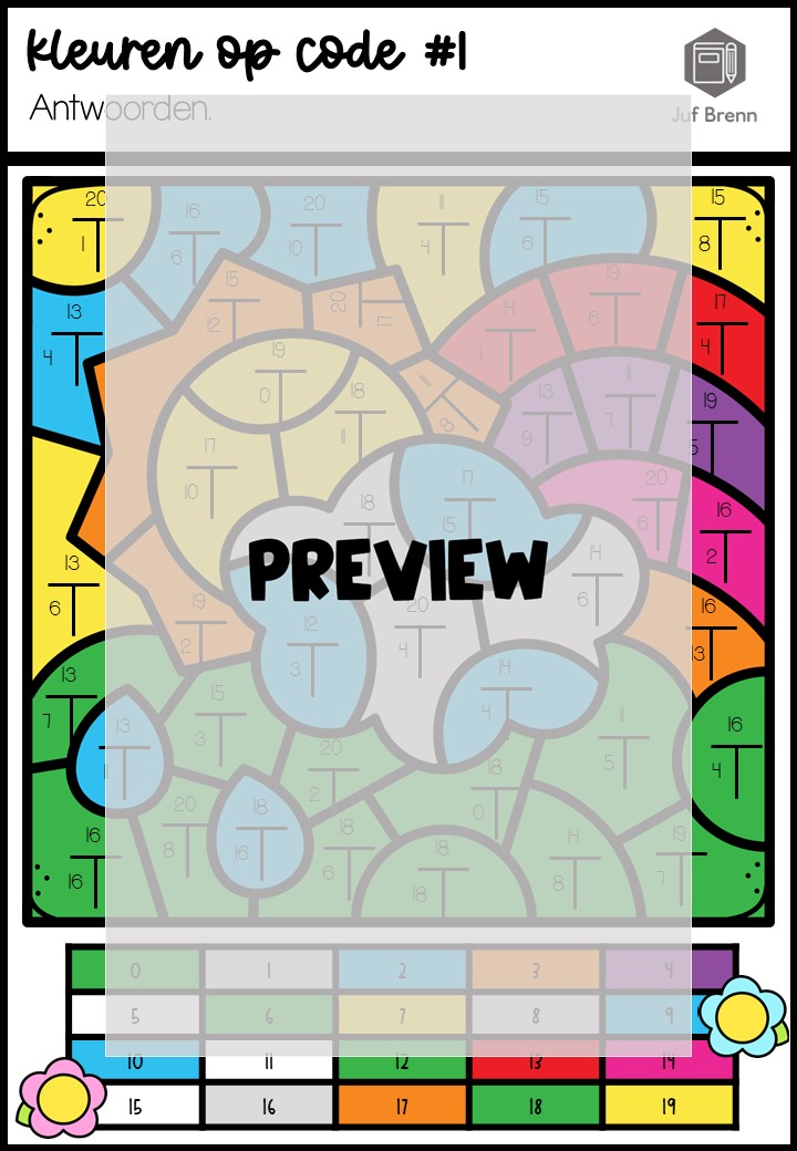 KLEUREN OP CODE LENTE SPLITSINGEN TOT 20 - Afbeelding 3