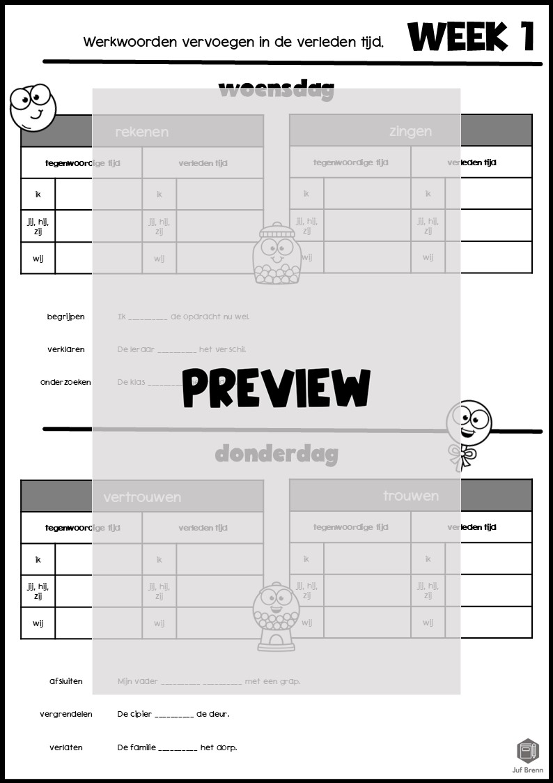 WERKBOEKJE: IEDERE DAG WERKWOORDEN VERLEDEN TIJD - Afbeelding 3