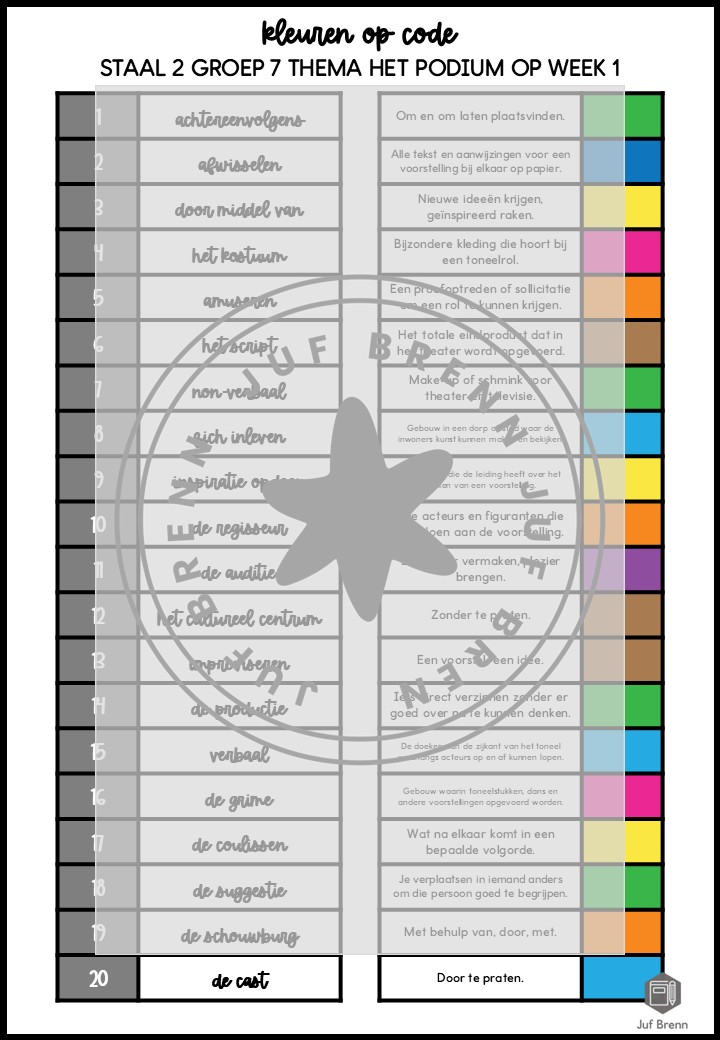 STAAL 2 WOORDENSCHAT KLEUREN OP CODE GROEP 7 THEMA HET PODIUM OP - Afbeelding 3