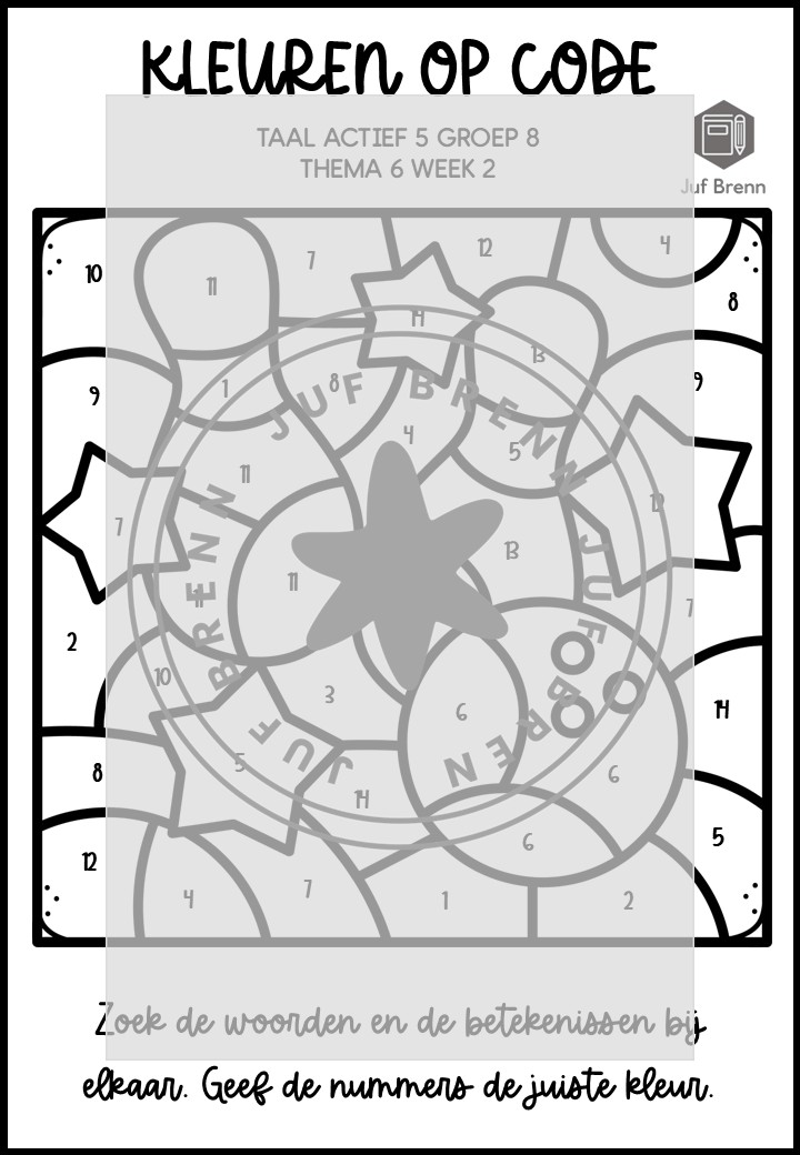 TAAL ACTIEF 5 WOORDENSCHAT KLEUREN OP CODE GROEP 8 THEMA 6 - Afbeelding 2