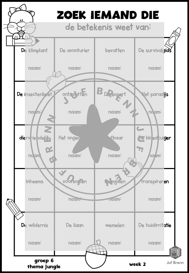 STAAL 1 WOORDENSCHAT ZOEK IEMAND DIE GROEP 6 THEMA JUNGLE - Afbeelding 2