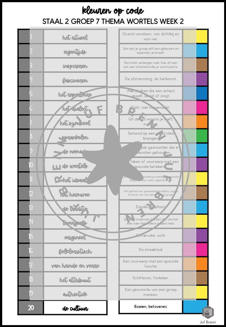STAAL 2 WOORDENSCHAT KLEUREN OP CODE GROEP 7 THEMA WORTELS - Afbeelding 3