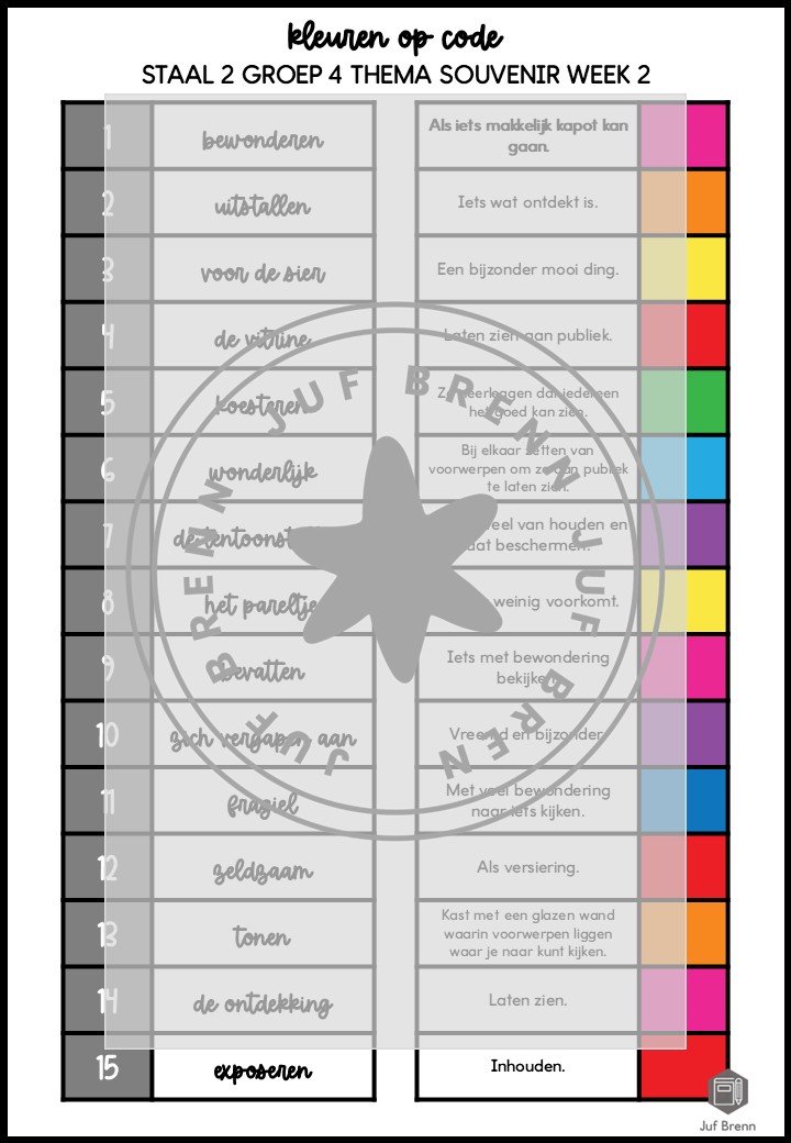 STAAL 2 WOORDENSCHAT KLEUREN OP CODE GROEP 4 THEMA SOUVENIR - Afbeelding 3