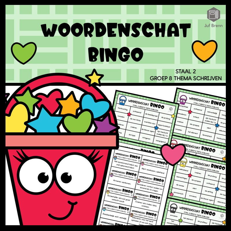 STAAL 2 WOORDENSCHATBINGO GROEP 8 THEMA SCHRIJVEN