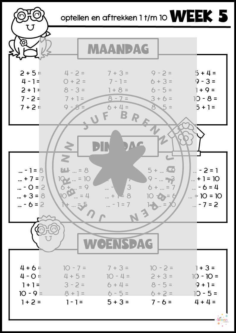 WERKBOEKJE: IEDERE DAG OPTELLEN & AFTREKKEN SOMMEN T/M 10 #1 - Afbeelding 2