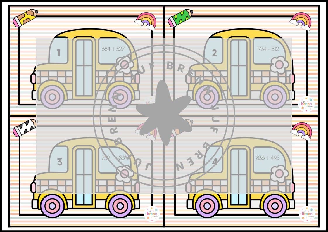 DE SCHOOLBUS: CIJFEREND OPTELLEN EN AFTREKKEN ANTWOORD >1000 - Afbeelding 2