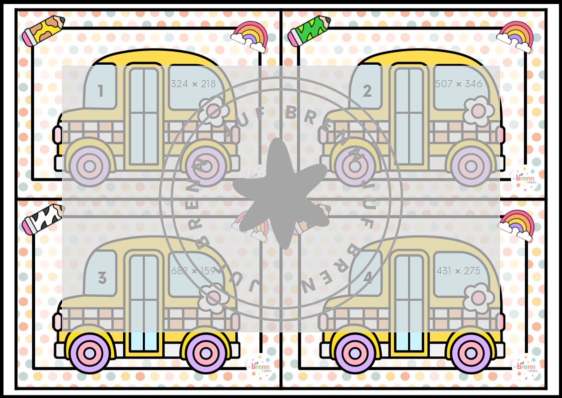 DE SCHOOLBUS: CIJFEREND VERMENIGVULDIGEN TYPE HTE X HTE - Afbeelding 2