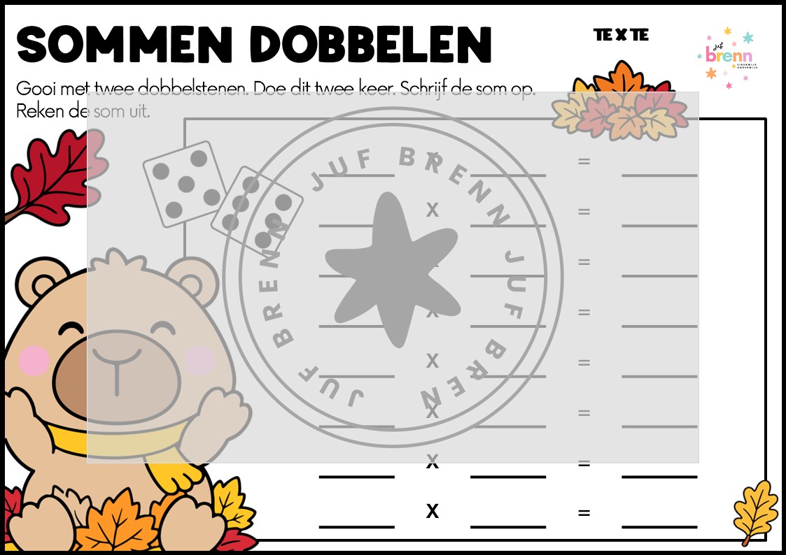 SOMMEN DOBBELEN: CIJFEREND VERMENIGVULDIGEN HERFST - Afbeelding 2