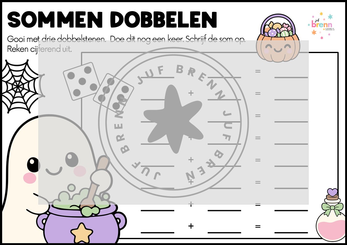 SOMMEN DOBBELEN: CIJFEREND OPTELLEN HALLOWEEN - Afbeelding 2