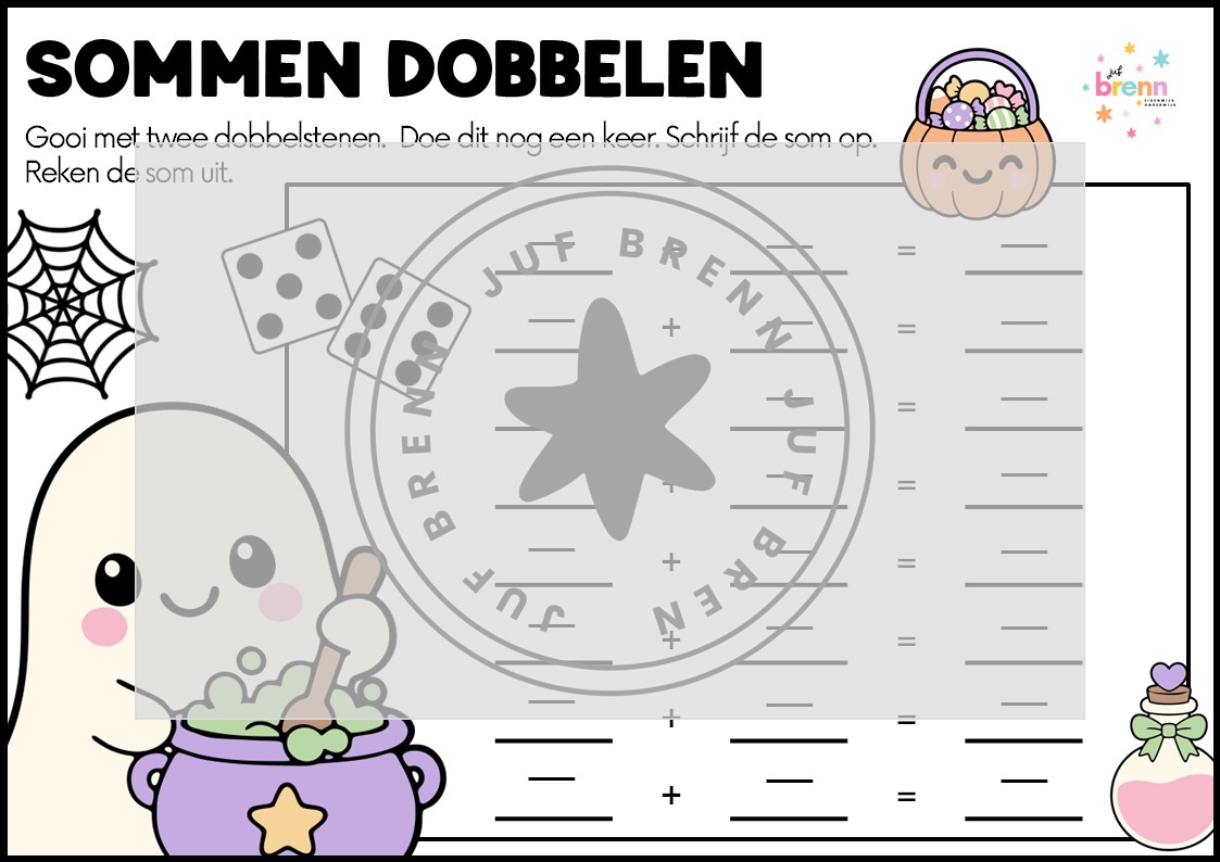 SOMMEN DOBBELEN: ONGELIJKNAMIGE BREUKEN OPTELLEN HALLOWEEN - Afbeelding 2