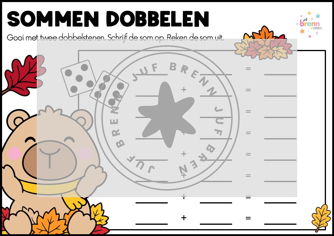 SOMMEN DOBBELEN: OPTELLEN HERFST - Afbeelding 2