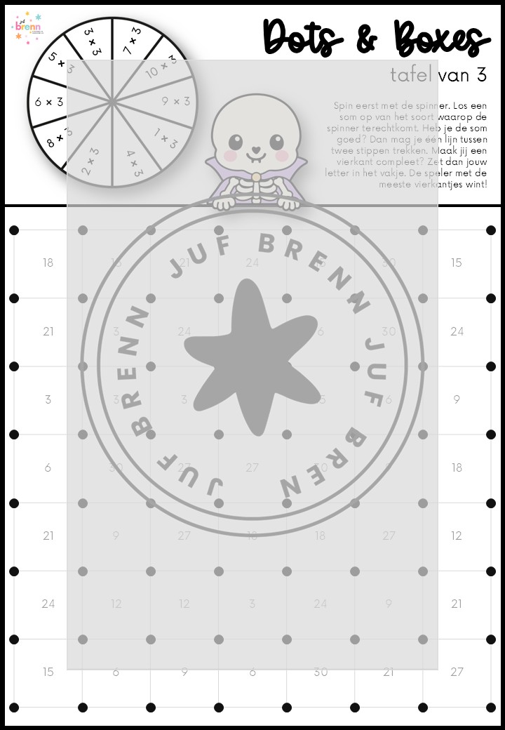 DOTS & BOXES HALLOWEEN TAFELS 1 T/M 10 - Afbeelding 3